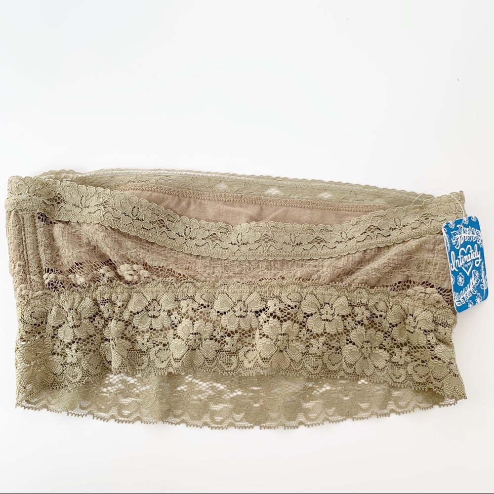 Free People Lace Bandeau Scalloped Edge Taupe XS - Picture 7 of 11